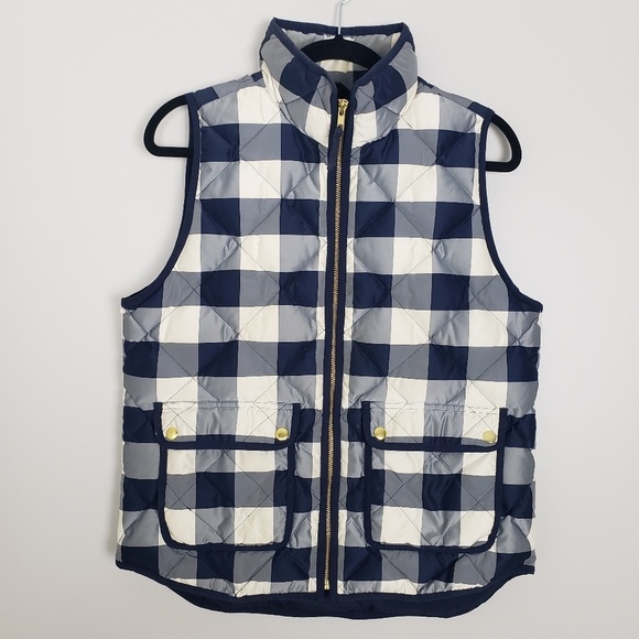 J. Crew Jackets & Blazers - J. Crew navy plaid puffer vest G14